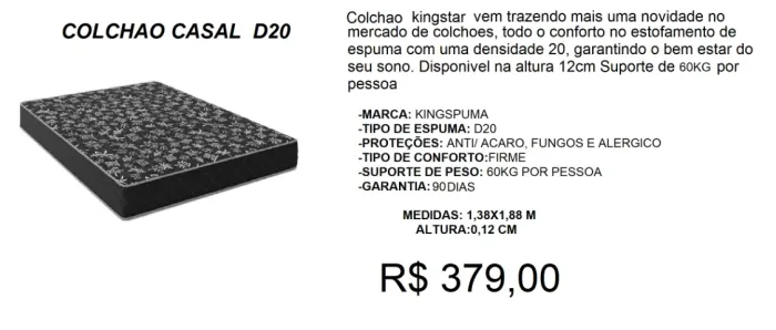Colchão de casal espuma