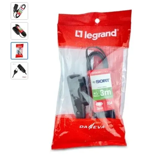 Extensão Elétrica Sort 3 Mts 10a Cabo Pl 2x0,75mm 2p Daneva Branco