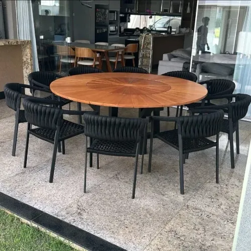 Mesa de madeira 2 metros diâmetro
