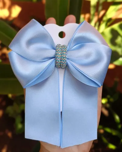 Laço de Cabelo Infantil Azul com Detalhe