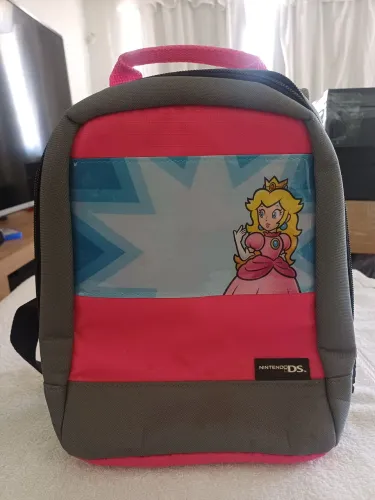 Mini mochila de ombro Super Mario para Nintendo DS, com o design da Princesa Peach