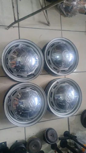 RODAS+CALOTAS 5 FUROS ARO 15 PRO FUSCA KOMBI BUG 