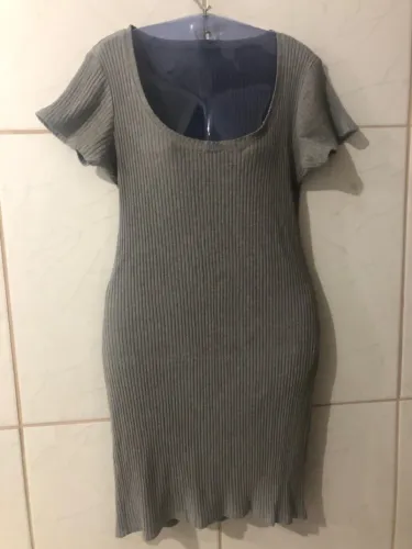 Vestido canelado cinza (M/G)