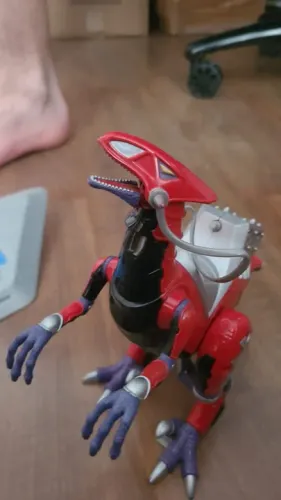 Dinossauro Thunder Raptor vermelho do Power Ranger Bandai 2003.