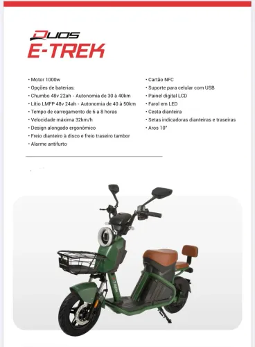 Scooter Elétrica Duos 1000W - Apenas 200 km Rodados!