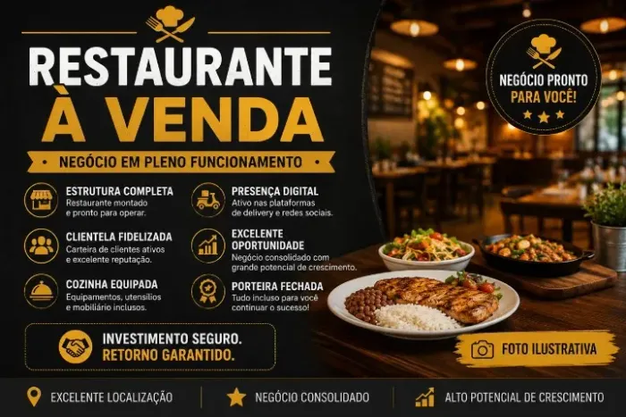 OPORTUNIDADE - RESTAURANTE EM PLENO FUNCIONAMENTO