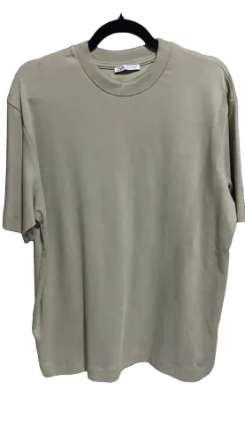 Camiseta Oversized Zara Verde Sálvia Tam M - Boxy Portugal