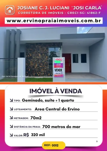 Casa Geminada para Venda em São Francisco do Sul, praia do Ervino, 1 dormitório, 1 suíte,