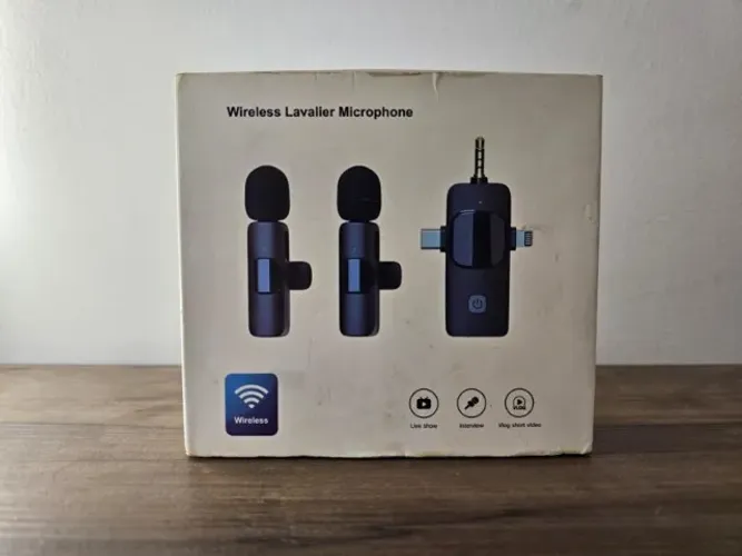 Microfone de Lapela Sem Fio Duplo 3 em 1 (Para iPhone, Android e Câmera)