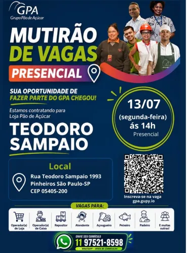 MUTIRÃO DE VAGAS GRUPO PÃO DE AÇÚCAR