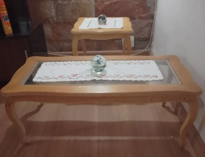 Conjunto de mesa de centro e canto 