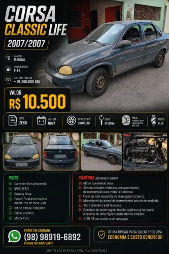Chevrolet Corsa SED Class.life 1.0/1.0 Flexpower (álcool) 2008