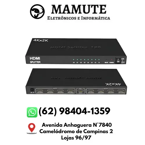 Splitter HDMI Divisor 1 Entrada X 8 Saidas Mesma Imagem em 8 Telas