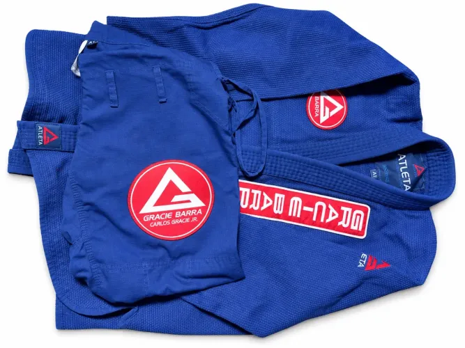 Kit Gracie Barra Atleta Azul A1 + 2 Rashguards + Bermuda No-Gi