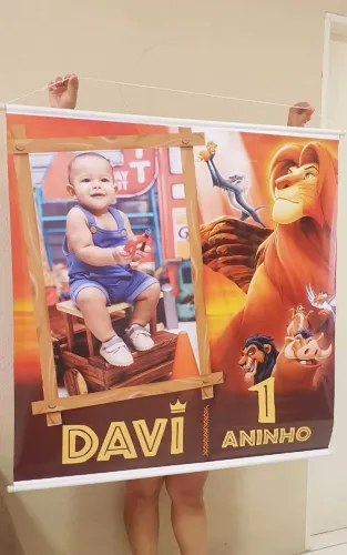 Banner com fotos personalizado para aniversário infantil bebê