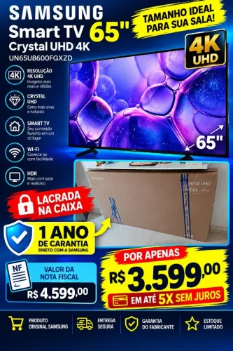 TV 65 POLEGADAS SAMSUNG NA CAIXA NOVA COM 1 ANO DE GARANTIA
