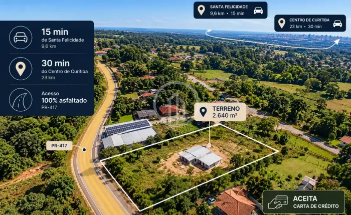 Chácara com 2.640 m² e casa para finalizar em Bateias, Campo Largo/PR
