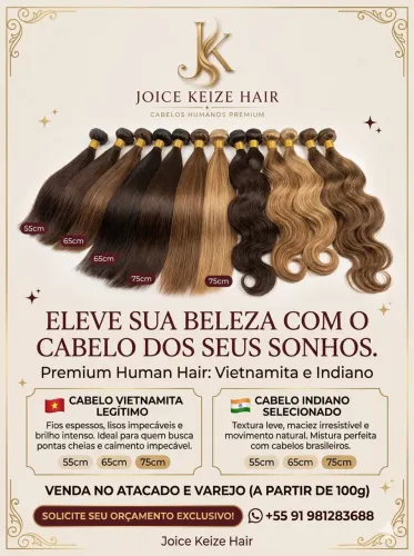 Cabelo Humano Premium Vietnamita e Indiano (55cm a 75cm)