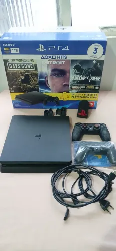 Ps 4 Slim 1tb + 2 controles + jogo Spider man