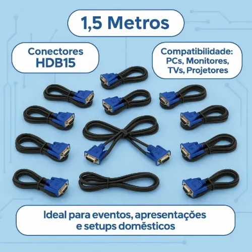 Cabo Vga X Vga Macho Para Monitor Pc Lcd 1.5m