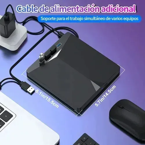 7 Em 1 Gravador Leitor Cd/dvd Externo Usb3.0 Pc Notebook