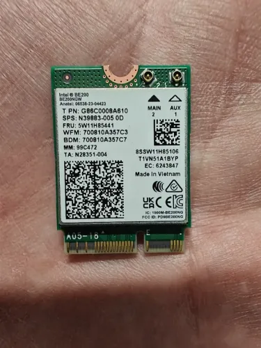 Placa Wi-Fi 7 Intel BE200NGW, com bluetooth 5.4 e adaptador para desktop.