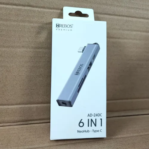 HUB Tipo C 6 em 1 Com Leitor de Cartão e Áudio P2