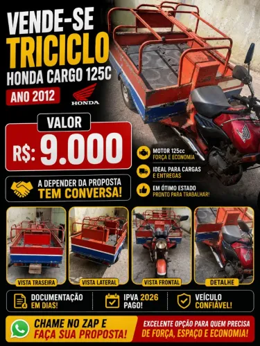 Triciclo Honda Cargo 125c ano 2012