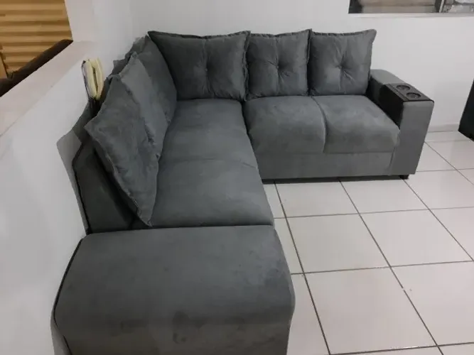 sofa de canto com puff...entrega gratis