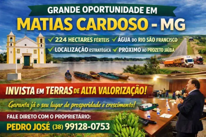 Oportunidade! Terras em Matias Cardoso, MG.