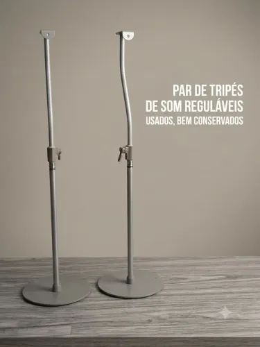 Par de Pedestais / Suportes com Regulagem para Caixa de Som Home Theater