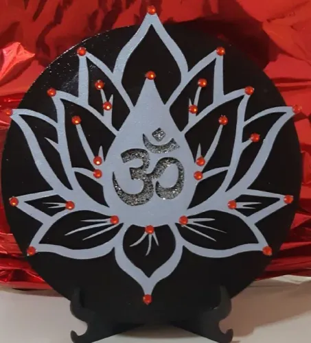quadro para decoração flor de lótus om mdf