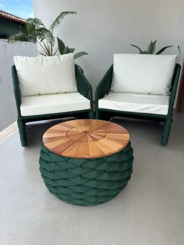 2 Poltronas Grécia em Tricô Náutico + Chopeira Promoção Disponível em Cores