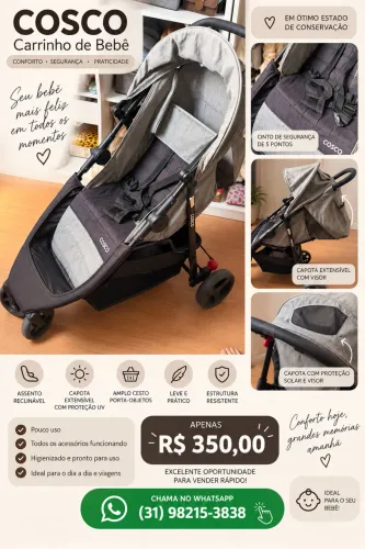 Carrinho de Bebê Marca Cosco