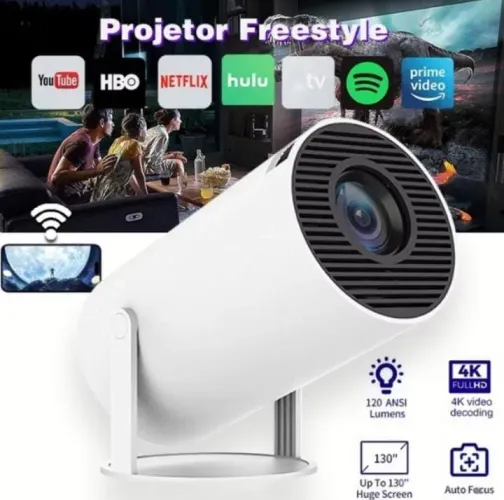  Projetor Wi-fi Portátil com Android HDMI Smart Cinema H300 4K HD.