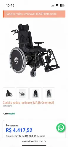 Cadeira de Rodas Reclinável Ortomobil