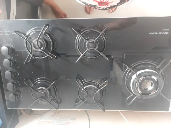 Coktop 5 Bocas a Gas Brastemp Vidro Temperado