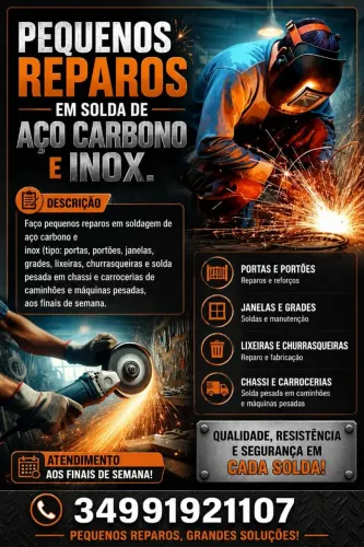 Soldagem em Aço Carbono e Inox!!!