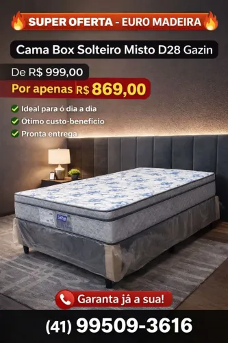 Cama box solteiro Misto Gazin d28 - Novo