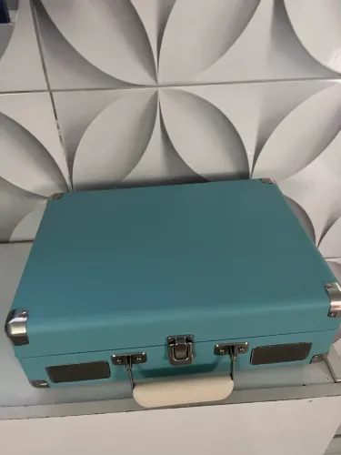 Vitrola Raveo Sonetto Chrome Retrô Toca Discos Vinil Ligth Cor Azul