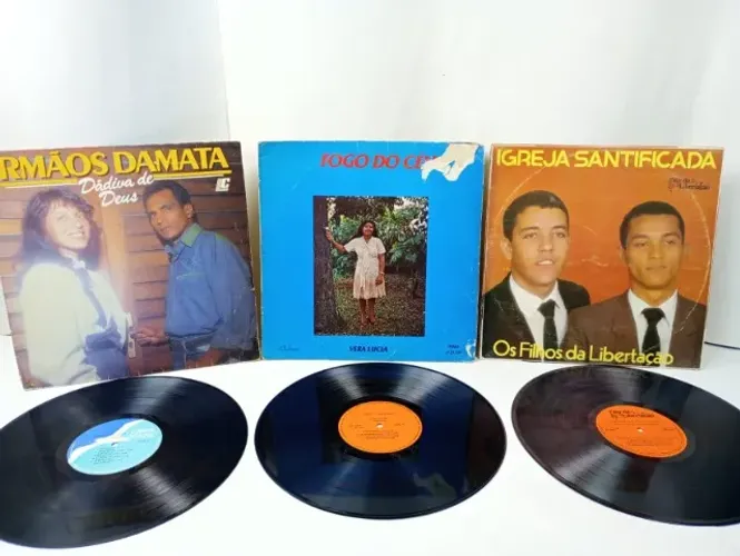 Lote 3 LPs Vinil Gospel Raro (Irmãos Damata + Vera Lúcia + Os Filhos da Libertação)