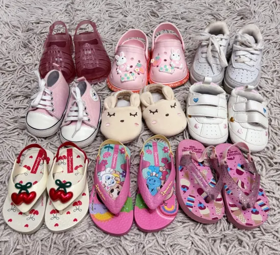 Lote de sapatos menina bebê RN ao n°20