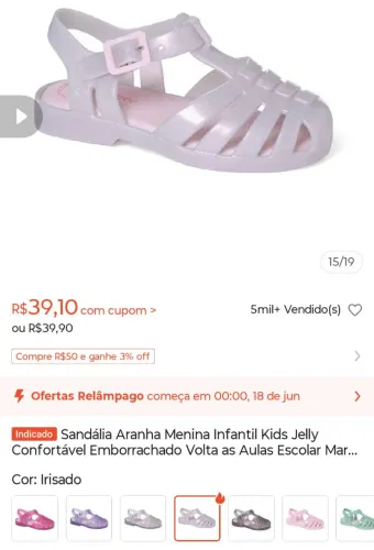 Sandália infantil número 31/32