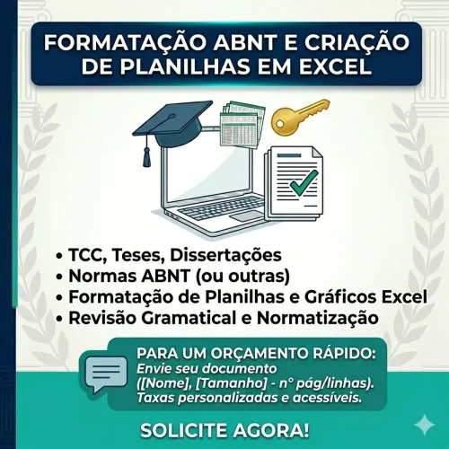 Formatação ABNT e criação de planilhas em Excel