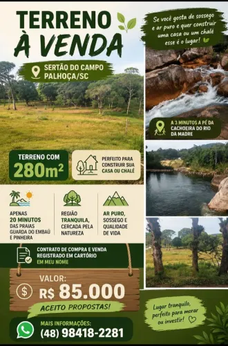 Terreno a venda no sertão do campo 85mil
