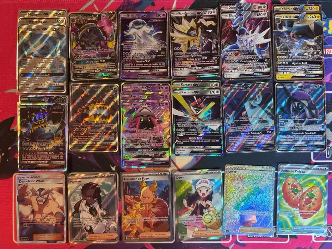 Coleção Pokémon TCG - 18 Cartas Raras GX/Full Art/Secret
