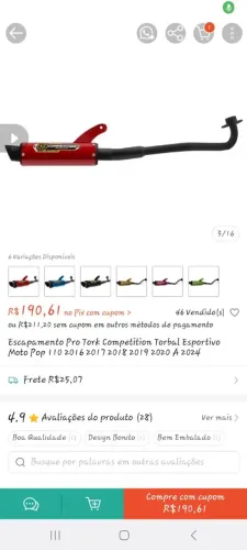 Vendo escapamento esportivo dapop 110
