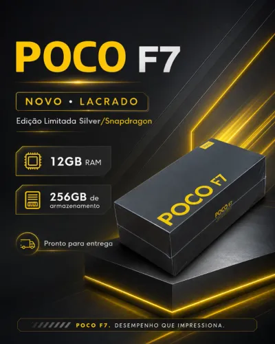 POCO F7 EDIÇÃO LIMITADA SNAPDRAGON 5G 12GB/256GB ? NOVO, LACRADO!