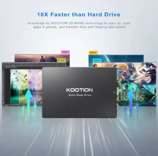 SSD KOOTION, 120GB, 2.5", SATA 3, Leitura 560MB/s, Gravação 500MB/s
