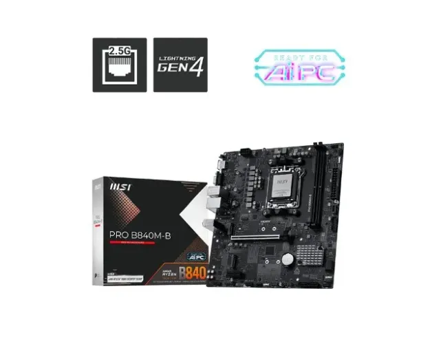 Placa Mãe AM5 B840 MSI PRO B840M-B DDR5 2x M.2 Micro-ATX